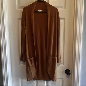 BP Tan Open Front Cardigan Sweater 100 % Cotton Pockets XS Fits Medium